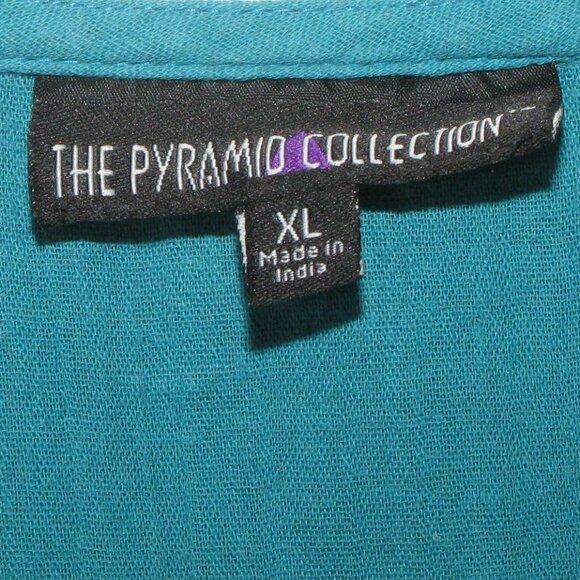 The Pyramid Collection Turquoise Embroidered Boho Bell Sleeve Blouse Size XL - Picture 7 of 8